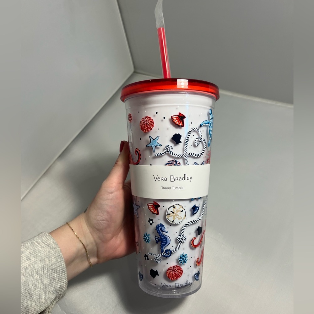 NWT Vera Bradley Red and Blue Nautical Travel Tumbler